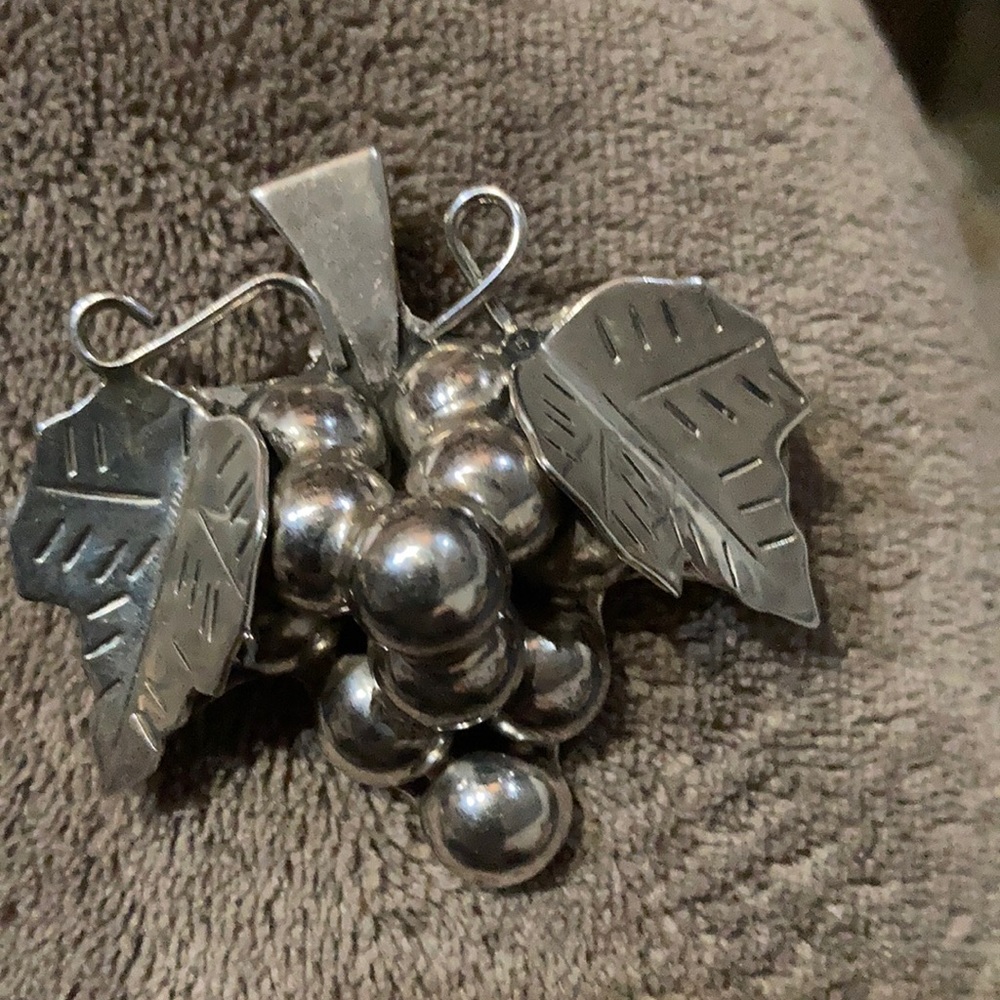 Mexican Silver Grape Brooch or Pendant